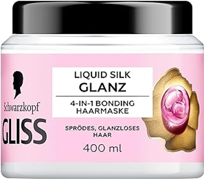 Gliss 4-in-1 Kur Repair Liquid Silk 400 ml, haarkuur met HAPTIQ-systeem en zijde voor soepel haar vol glans, haarmasker voor broos, glanzend haar
