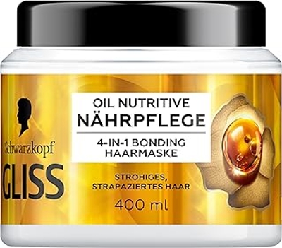 Gliss 4-in-1 voedingsverzorging Oil Nutritive 400 ml, haarkuur met HAPTIQ System & Marula-olie voedt strochtig, beschadigd haar, haarmasker zorgt voor sensuele soepelheid