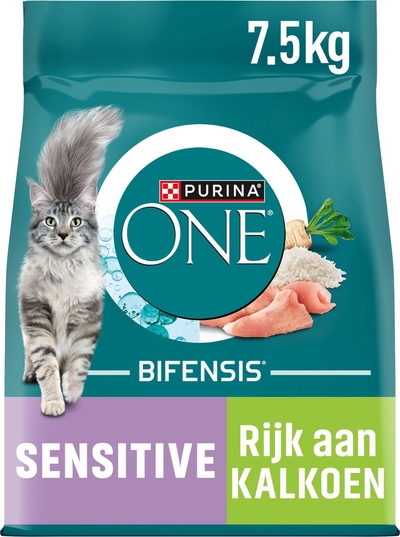 Purina ONE Adult Sensitive - Kattenvoer Droogvoer - Kalkoen - 7.5 kg kattenbrokken