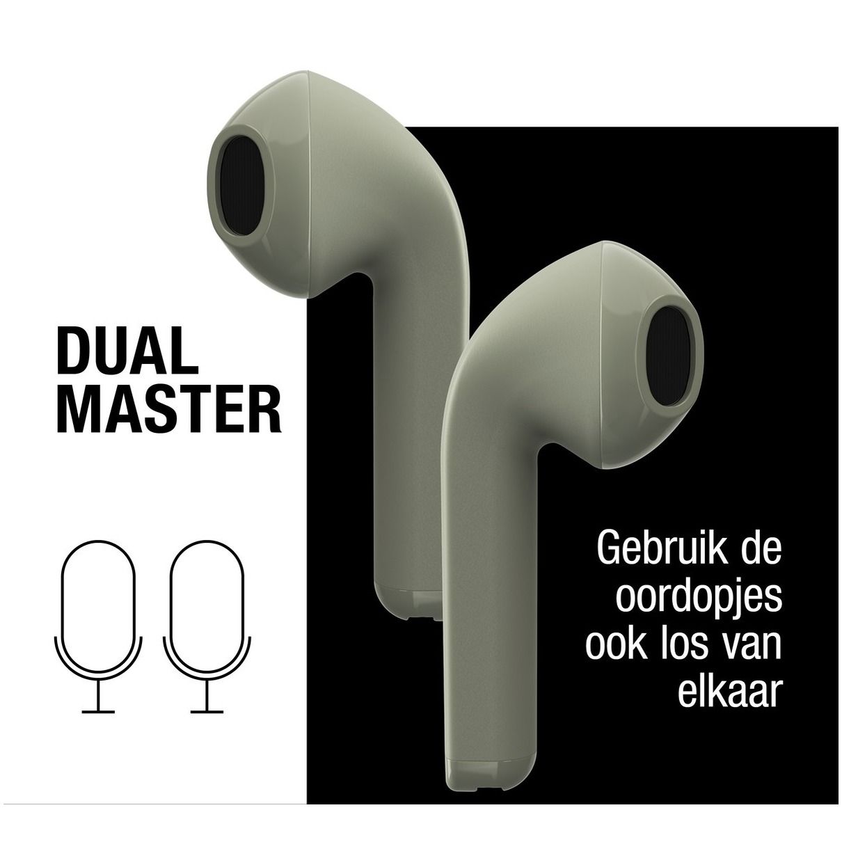 Fresh 'n Rebel Twins Core - True Wireless - 6 uur speelduur (30 uur in totaal) - Dried Green