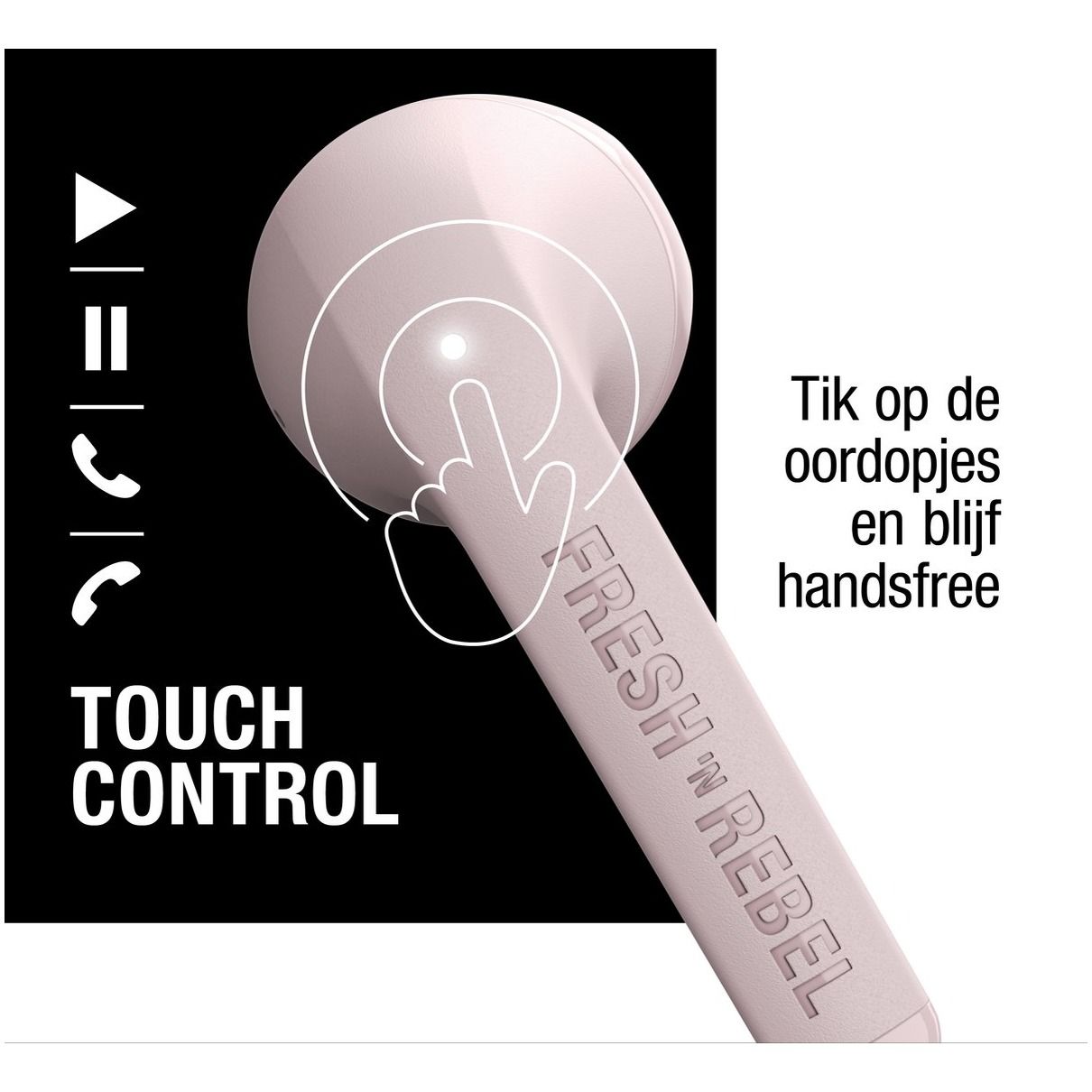 Fresh 'n Rebel Twins Core - True Wireless - 6 uur speelduur (30 uur in totaal) - Smokey Pink