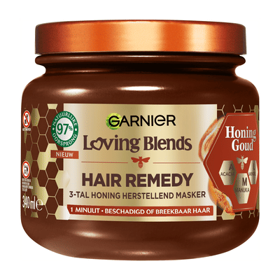 Garnier Loving Blends Honing Goud Hair Remedy Haarmasker - Herstellend Masker Voor Beschadigd, Breekbaar Haar - 340ml