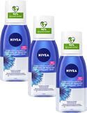 NIVEA Double Effect Oogmake-up Remover - Oogmake-up remover - Reinigt en verzorgt - Met korenbloem en biotine - 3 x 125 ml