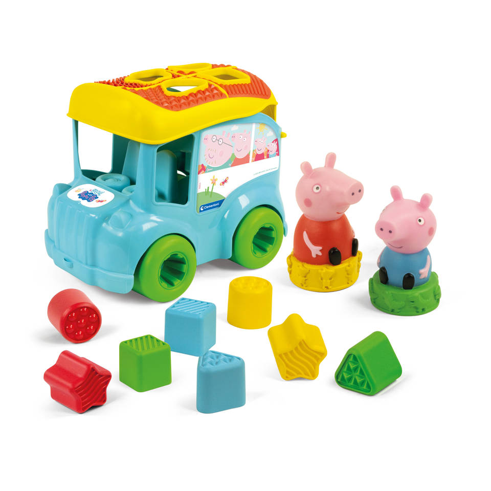 Clementoni Peppa Pig - Vormsoorteerbus – Spelend Leren van Vormen en Kleuren - 2-in-1 Speelgoed - Het Leerzame Cadeautje - Vanaf 18 maanden