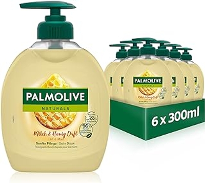 Palmolive Naturals Zeep, melk en honing, 6 x 300 ml, vloeibare zeep voor alle huidtypes, handzeep, vloeibare handzeep