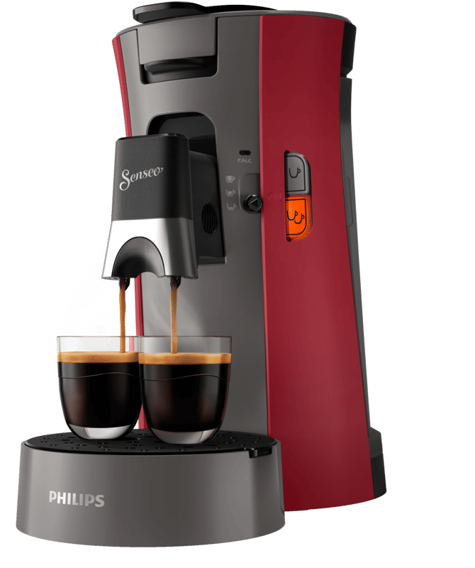 Philips Senseo Select CSA230/90 - Koffiepadmachine voor max 2 Kopjes Koffie - Exclusief Koffiepads - Dieprood / Kasjmiergrijs