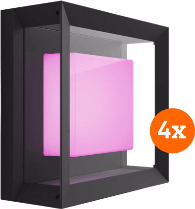 Philips Hue Econic muurlamp White and Color Zwart modern 4-pack