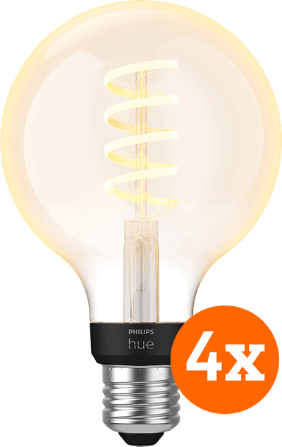 Philips Hue Filamentlamp White Ambiance Globe E27 4-pack