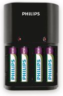 Batterijlader 1/4 x AA/AAA, 170/80 Ma, 220/240V, Incl 4 stuks Philips Batterijen AAA 800 mAh