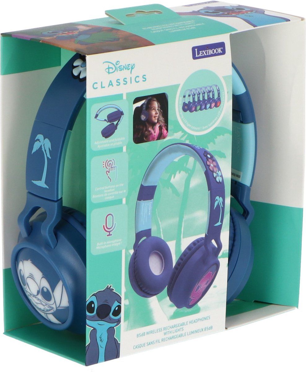 Lexibook Bluetooth kinderhoofdtelefoon - Stitch - Blauw roze