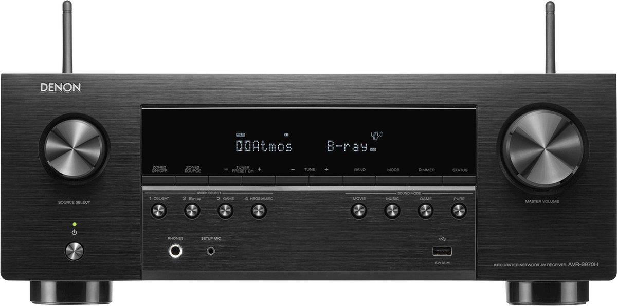 Denon AVR-S970H | 7.2 8K AV Receiver met 8K & 4K@120hz ondersteuning en Dolby Atmos