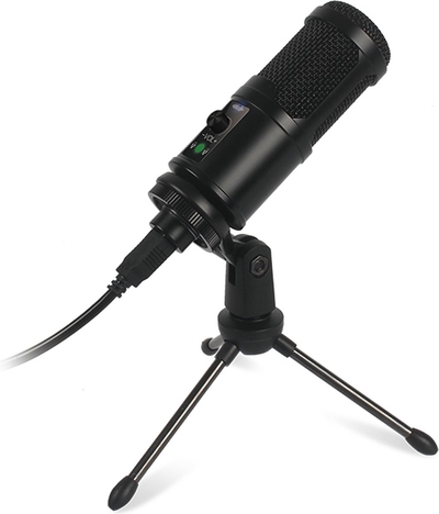 Platinet VGMTB2 VARR Gaming microfoon TUBE - USB vlogging, podcasting & studio microfoon incl. tripod en plopkap - zwart