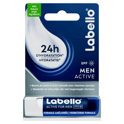 Labello Man Active Lippenbalsem 24u Hydratatie SPF15 1 Stuk