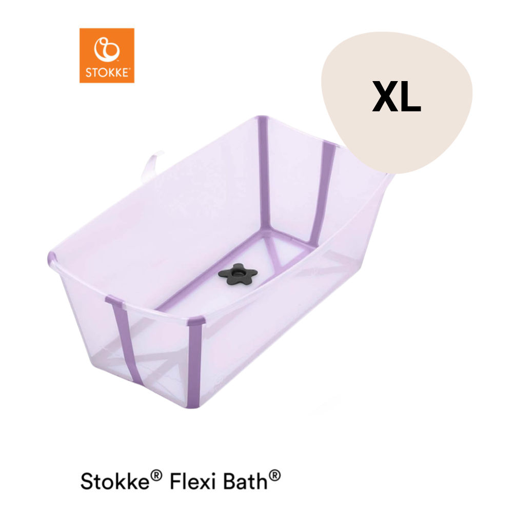 Stokke Flexi Bath X-Large, Lavender - Ruim opvouwbaar babybadje - Lichtgewicht en gemakkelijk op te bergen - Handig om thuis of op reis te gebruiken - Geschikt voor kinderen van 0-6 jaar