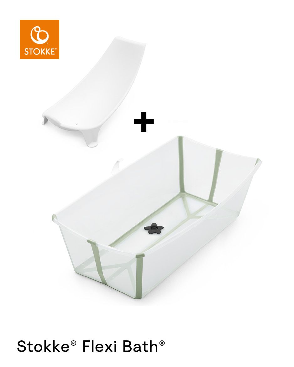 Bad Opvouwbaar Stokke&reg; Flexi Bath&reg; XL Bundle Transparant Green + Gratis Newbornsupport