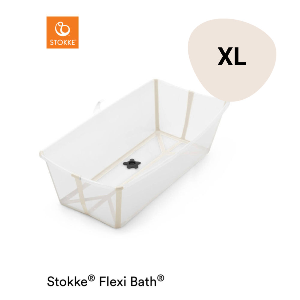 Stokke Flexi Bath X-Large, Sandy Beige - Ruim opvouwbaar babybadje - Lichtgewicht en gemakkelijk op te bergen - Handig om thuis of op reis te gebruiken - Geschikt voor kinderen van 0-6 jaar