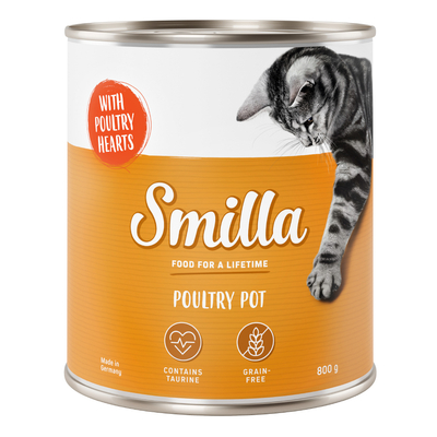 6x800g Gevogeltepannetje Mals gevogelte met gevogeltehart Smilla Kattenvoer - natvoer katten