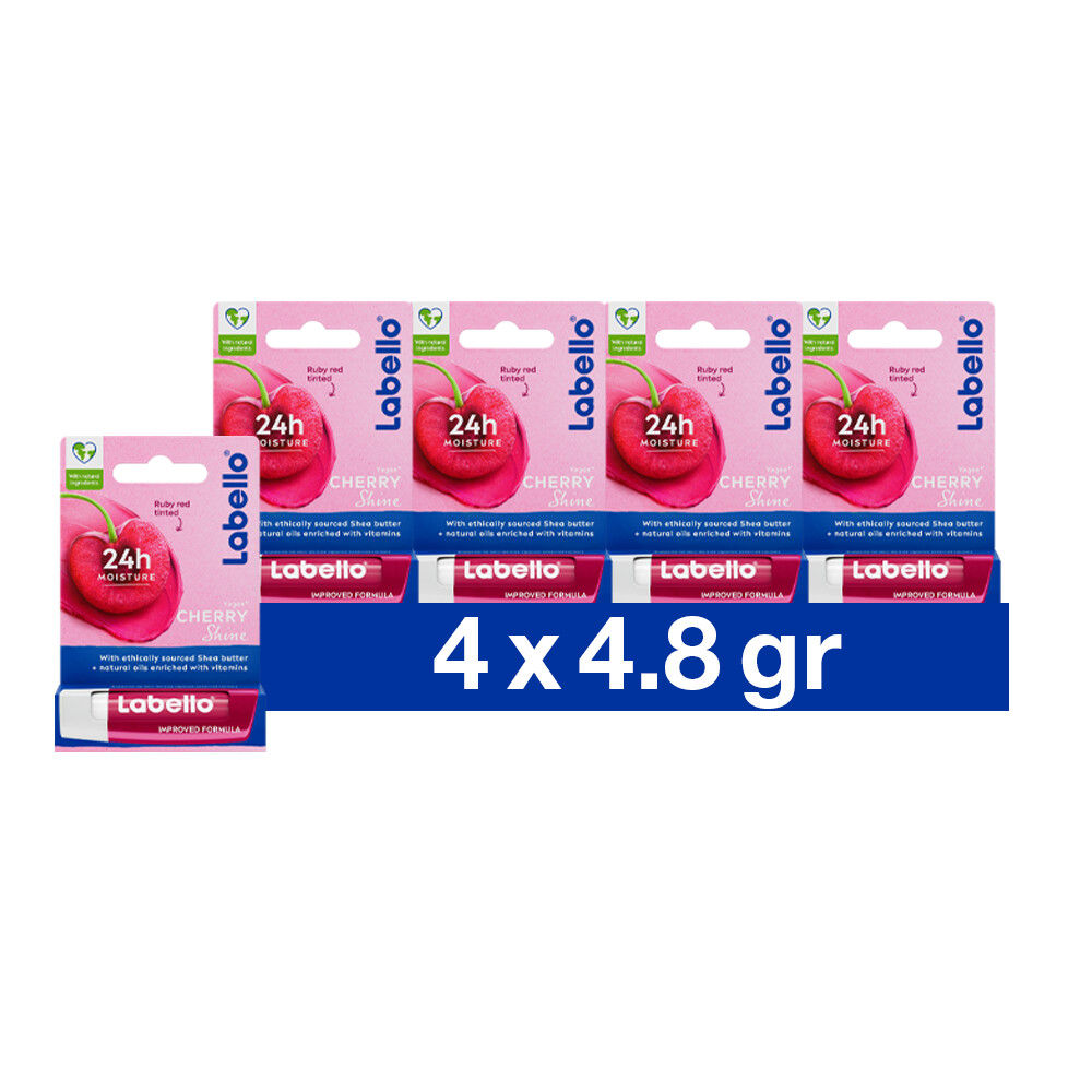 4x Labello Lippenbalsem Blister Cherry Shine