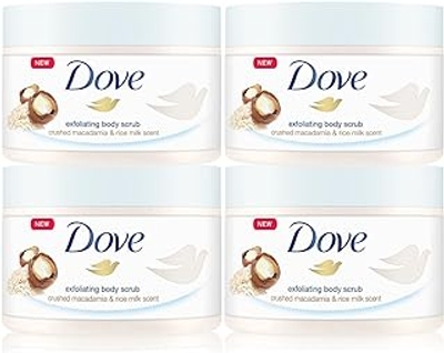 Dove Set Met Douche-Peelingcrème Body Yoghurt En Bodylotion, 4 x 225 ml