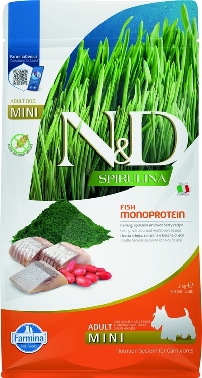 N&D Spirulina hondenvoeding Haring small breed 2 kg hondenbrokken