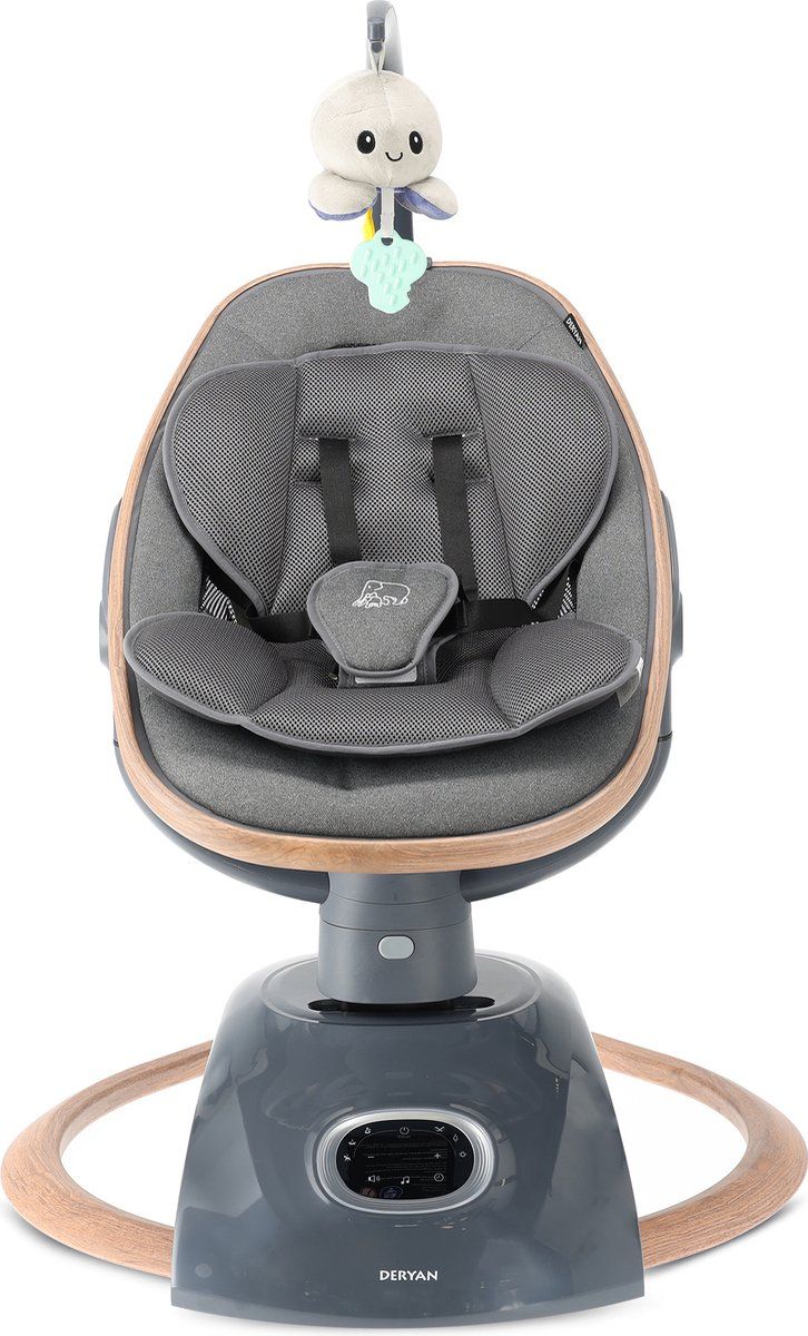 Deryan Rocky Luxe Baby Elektrische Wipstoel - Schommelstoel - Bluetoothfunctie, Speaker en Afstandsbediening - Grijs