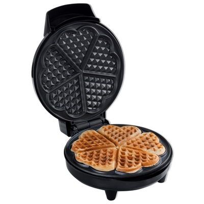 Bestron Wafelijzer voor klassieke hartwafels, Wafelmaker met indicatielampje & antiaanbaklaag, 700 Watt, kleur: silver