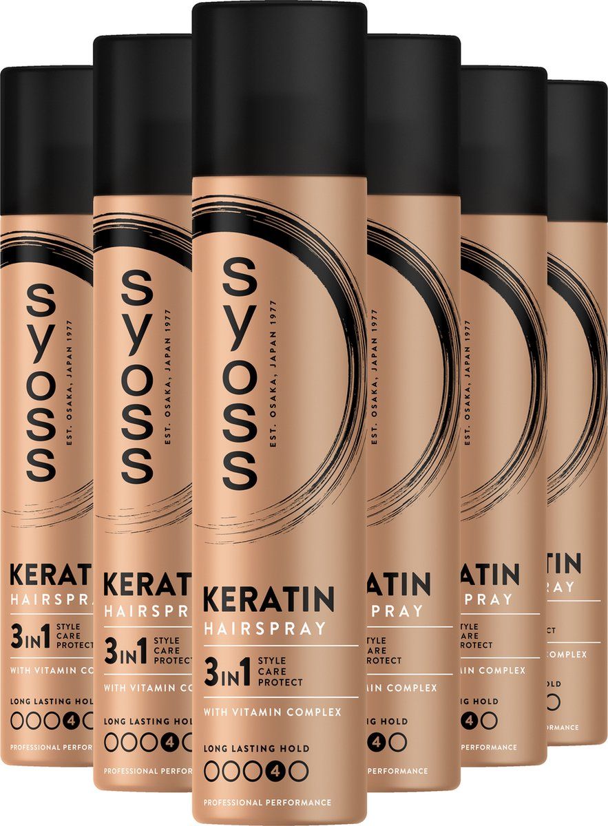 Syoss Keratin Haarspray 6x300 ml Voordeelverpakking