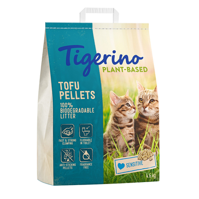 Tigerino Plantaardige Tofu Kattenbakvulling - Gevoelig. geurvrij - 3 x 11 liter