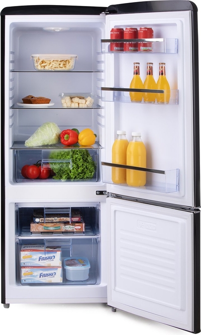 DOMO DO91706R Retro Koelkast - Koelvriescombinatie - Energieklasse D - 191 L - Zwart