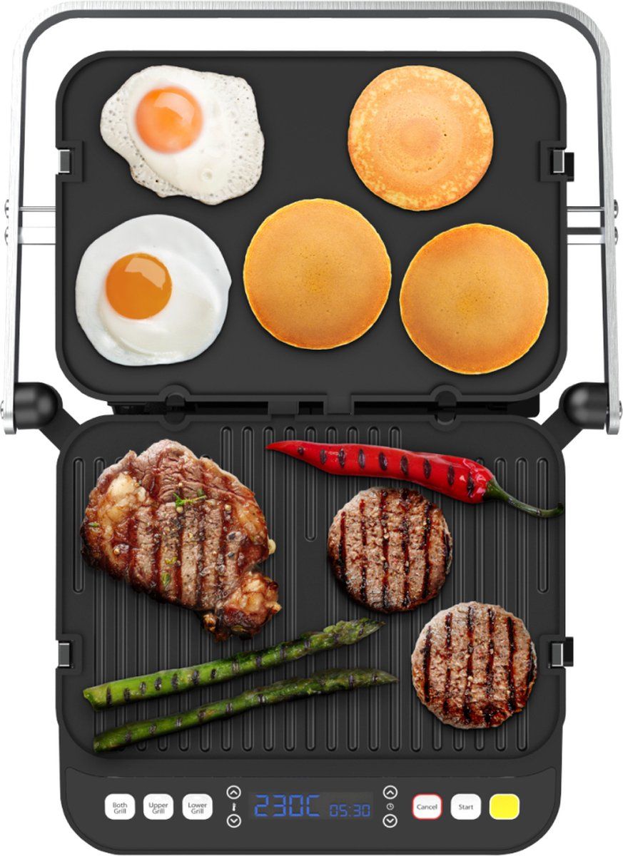 AENO EG1 - Luxe Tosti apparaat - Grill apparaat - Uitneembare platen ContactGrill - 3-in-1 -180 °C grill - RVS - 2000W