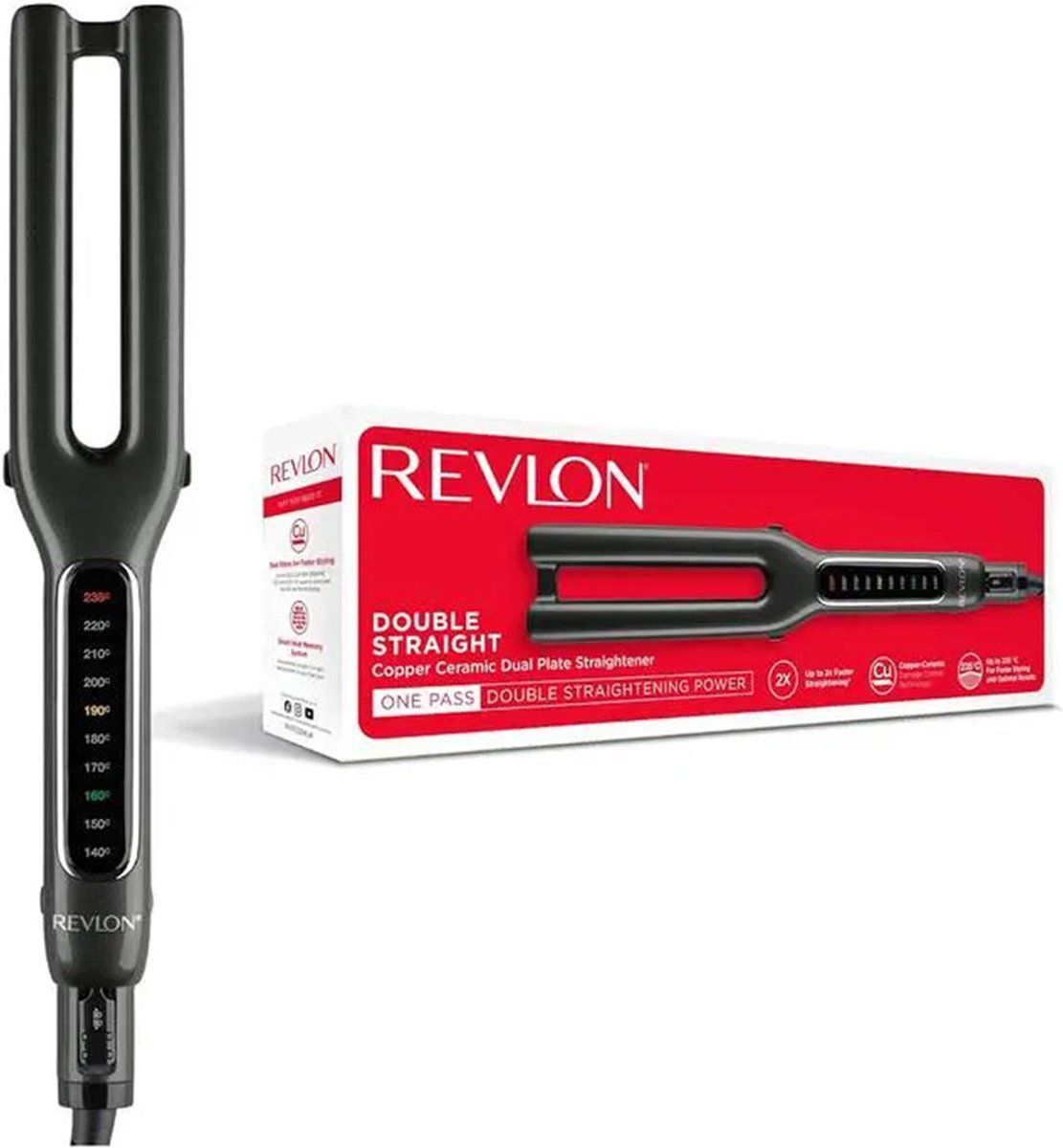 Revlon RVST2204E One Step Double Straight - Stijltang - Koperen Keramische Dubbele Plaat