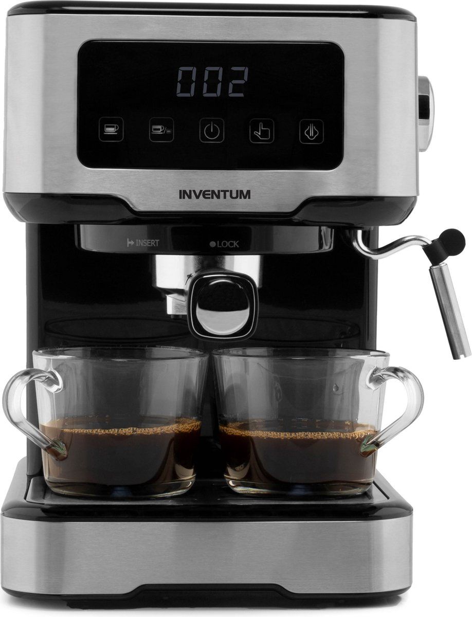 Inventum KZ910PD - Espressomachine - 1,5 liter - Melkopschuimpijpje - Filterkoffie/Koffiecups - Warmhoudplaat - Pomp 20 Bar - RVS/Zwart