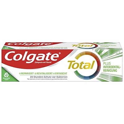 Colgate Total Plus tandpasta voor interdentale reiniging, 75 ml, tandpasta tegen cariës, plaque. Reinigt interdentale ruimtes
