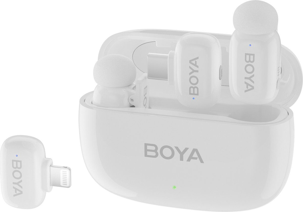 Boya MINI 13 | 2.4 GHz Ultra-Mini Wireless Microphone | 2TX + 2RX (White)