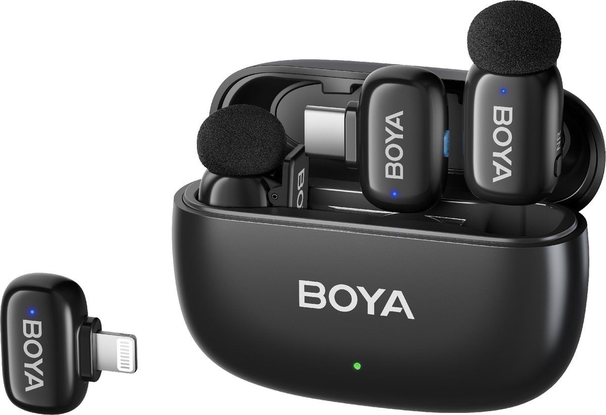 Boya MINI 12 | 2.4 GHz Ultra-Mini Wireless Microphone | 2TX +2RX (Black)