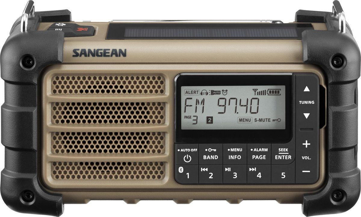 Sangean MMR-99 Desert Tan FM/AM noodradio - Met zonnepaneel, dynamo en zaklamp