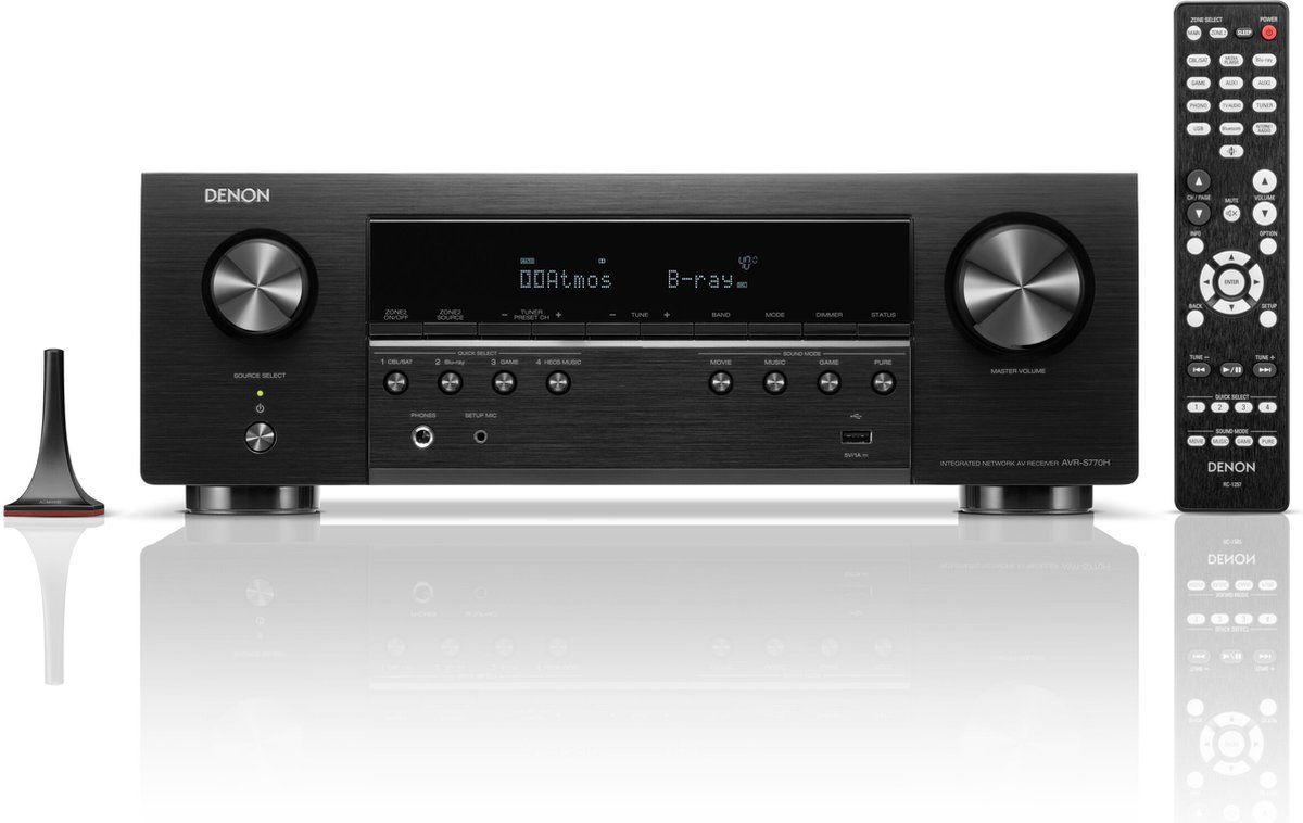 Denon AVR-S770H AV Receiver met 7.2 kanalen, HEOS® Built-in, 3D-Audio Versterker, Bluetooth en WIFI ingebouwd en 8K HDMI-Aansluiting- Zwart