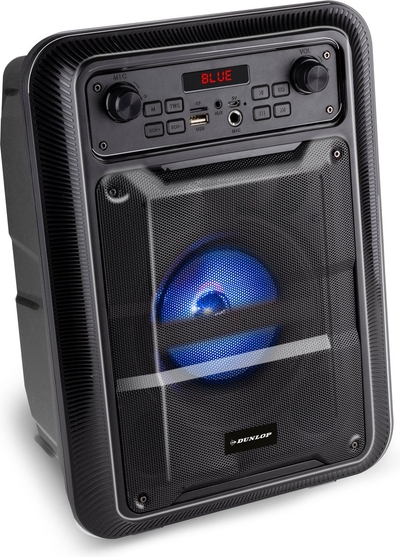 Dunlop Bluetooth Speaker - 9W - met FM-Radio en AUX/MIC Ingang - Ingang voor TF Kaart en USB - TWS Functie - LED-Verlichting - Zwart