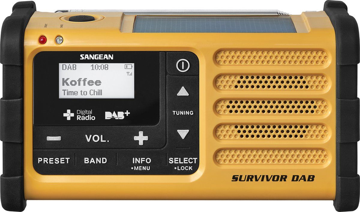 Sangean MMR-88 DAB+/FM Noodradio - Met Zonnepaneel en Dynamo - Geel