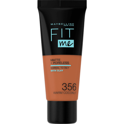 Maybelline New York - Fit Me Matte + Poreless Foundation - 356 Warm Coconut - Medium Dekkende Foundation met Matte Finish voor de Normale tot Vette Huid - 30 ml