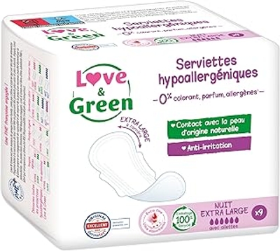 Love & Green Maandverband, milieuvriendelijk en hypoallergeen - 9 stuks