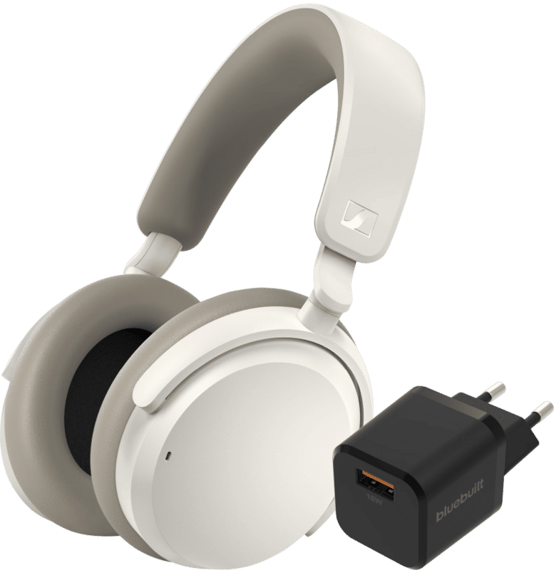 Sennheiser Accentum Wireless Wit+ BlueBuilt Quick Charge Oplader met Usb A Poort 18W Zwart