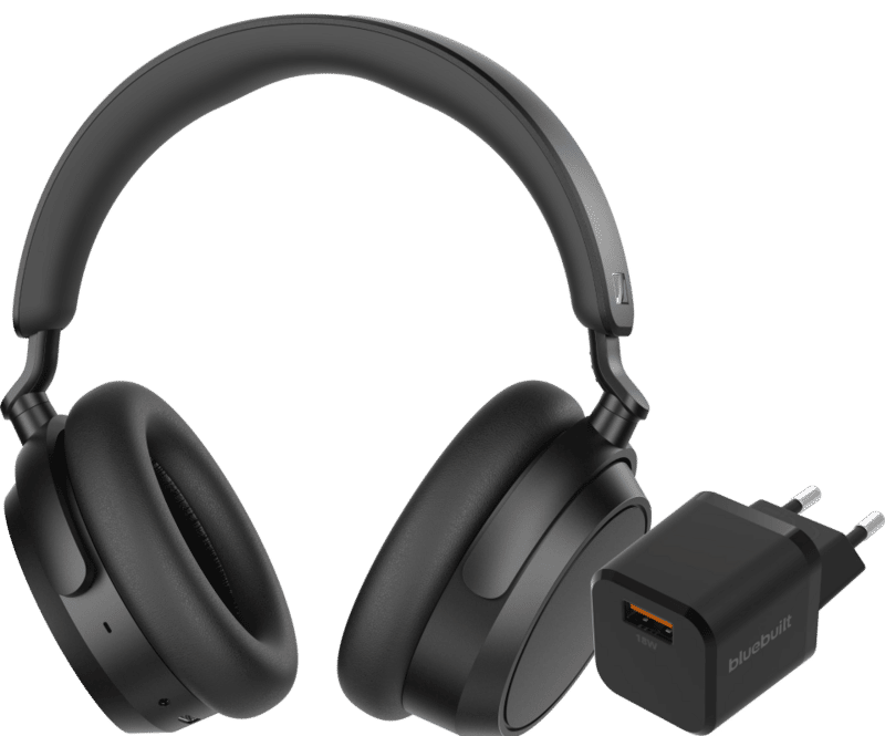 Sennheiser Accentum Plus Zwart + BlueBuilt Quick Charge Oplader met Usb A Poort 18W Zwart