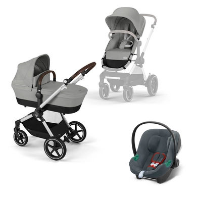 cybex GOLD Stone 3 in 1 reiswandelwagen Eos Lux inclusief baby-autostoeltje Aton B2 Grijs