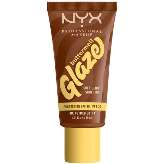 NYX Professional Make Up Buttermelt Glaze Nutmeg Butta Foundation - Tot 12 uur draagtijd - SPF 30 bescherming - 8 - 30ml