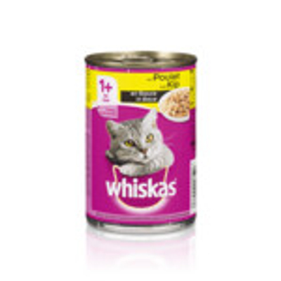 12x Whiskas Blik Adult Brokjes in Saus Kip 400 gr - natvoer katten