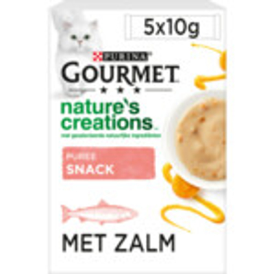 11x Gourmet Nature's Creations Puree Zalm Wortel 5 x 10 gr - natvoer katten