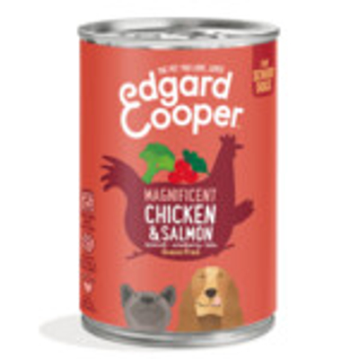 6x Edgard & Cooper Blik Vers Vlees Senior Hondenvoer Kip - Zalm 400 gr - natvoer honden