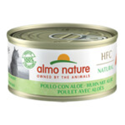 24x Almo Nature HFC Natural Kattenvoer Nat Blikje Kip met Aloë 70 gr - natvoer katten