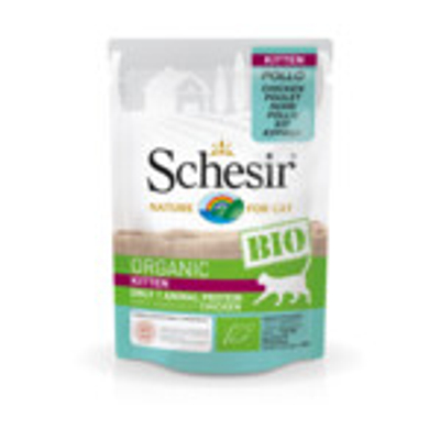 16x Schesir Kattenvoer Kitten Bio Kip 85 gr - natvoer katten